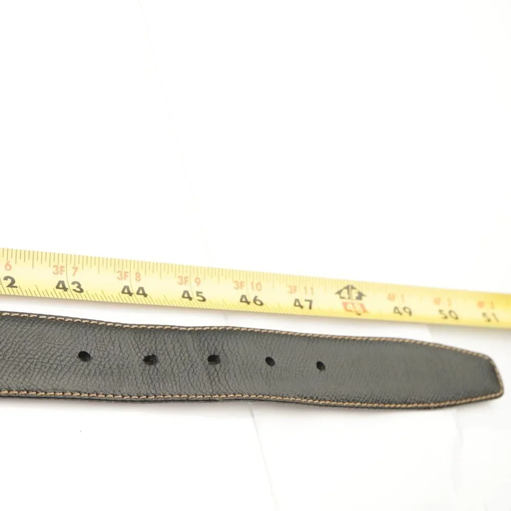 Brioni‎ Mens Belt Size 44 Black Calf Leather Tan Stitching 1 1/4